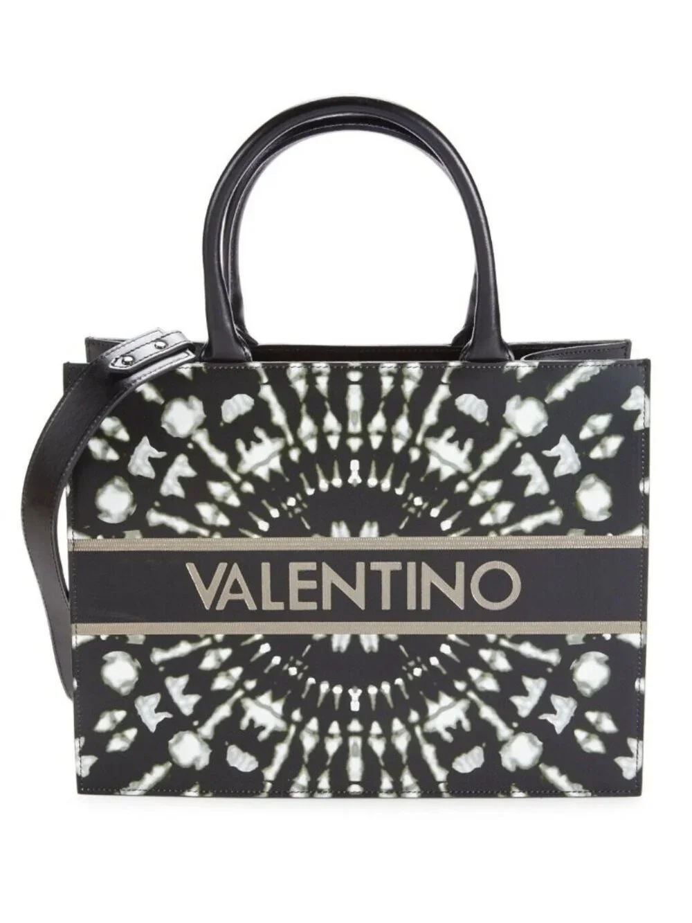 Valentino by Mario Valentino Victoria Tie Dye Leather Tote Satchel Bag Black